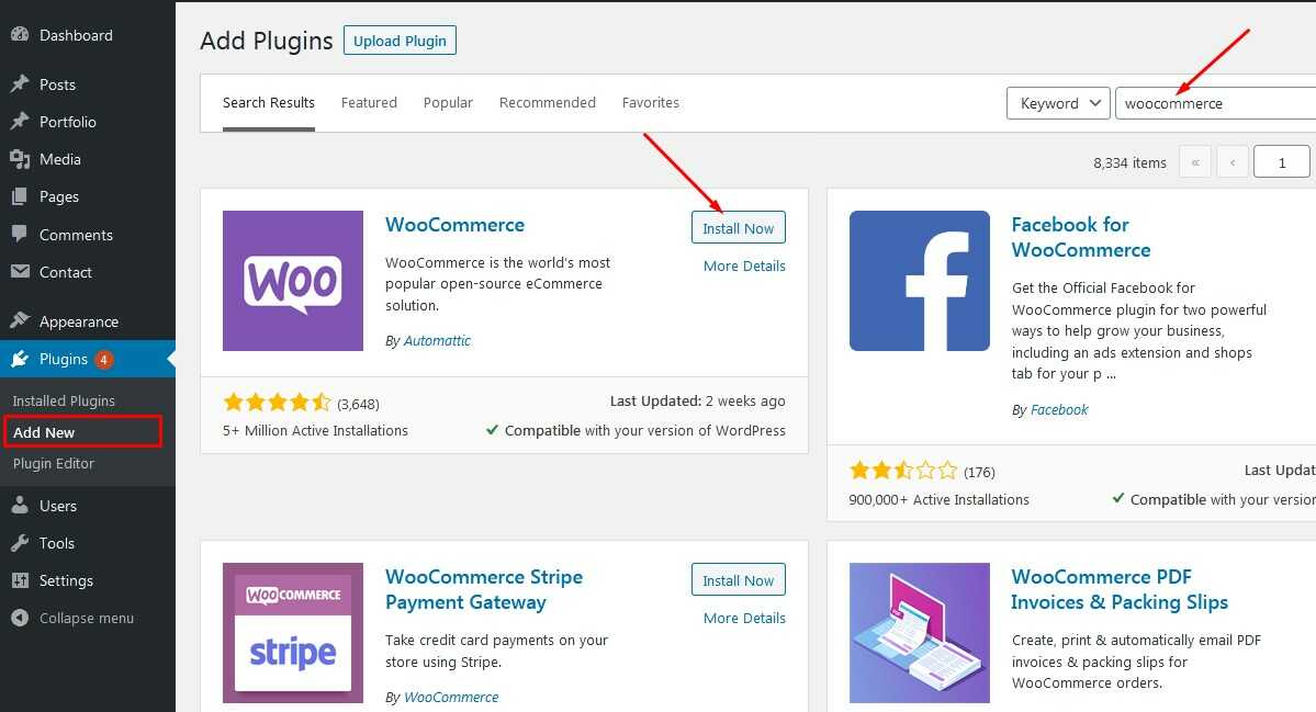 install woocommerce from dashboard