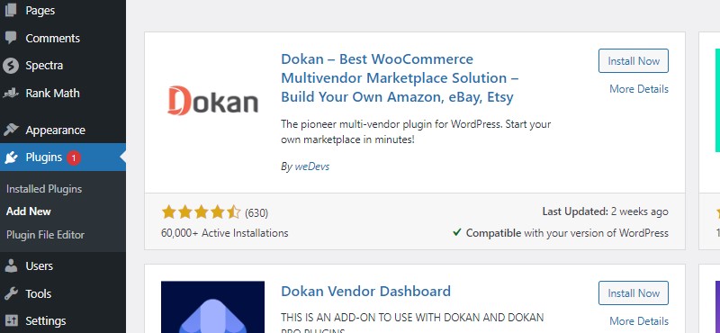 Dokan multivendor marketplace