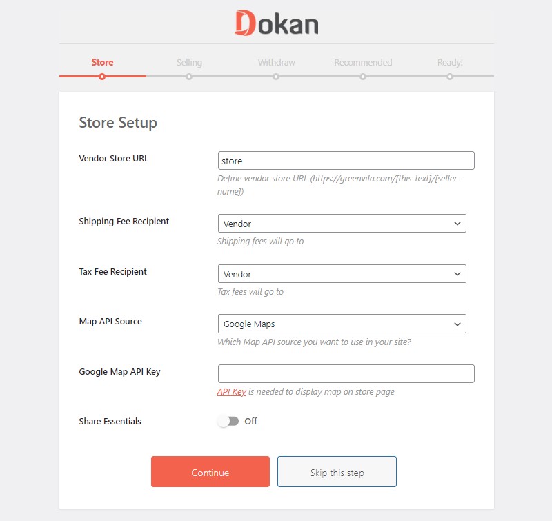 Dokan plugin settings