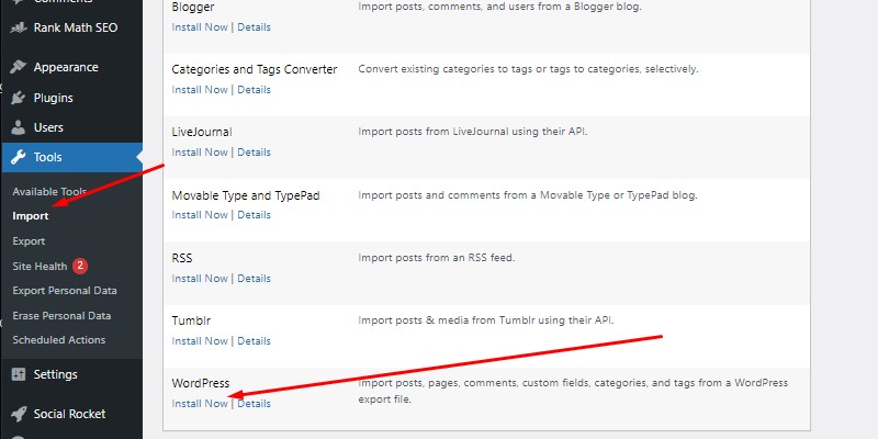 How to install WordPress importer plugin