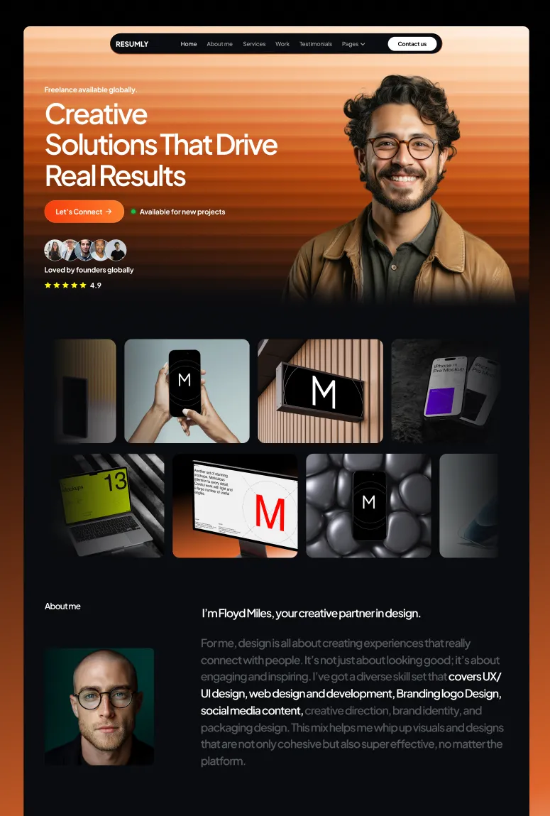 Resumly Portfolio & Digital Agency Premium Framer Templates