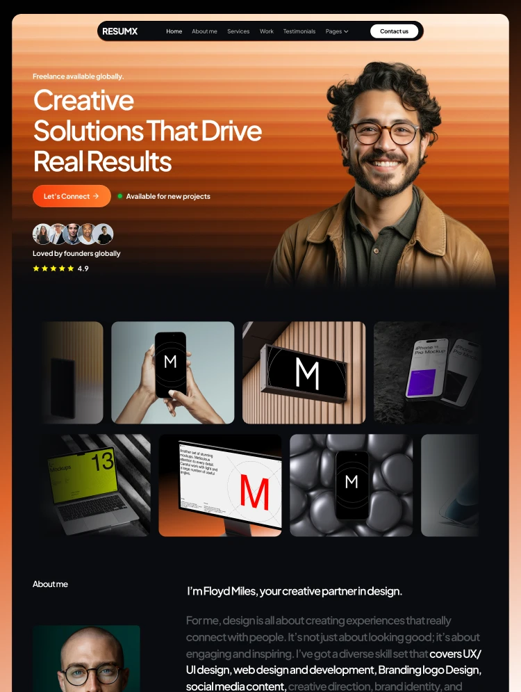 resumx Portfolio webflow template