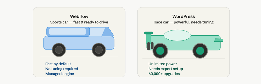 Sports Car vs Race Car analogy visual